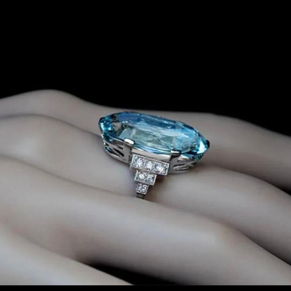 COPY - Blue Aquamarine large statement ring - Picture 3 of 4